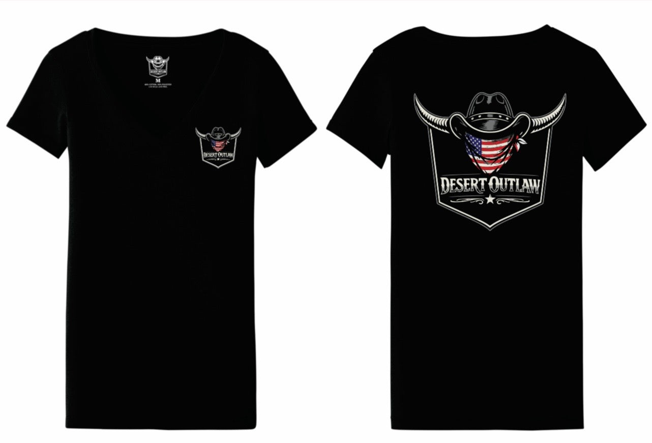 Desert Outlaw™ "Merica Womens V Neck | Live Wild. Live Free.
