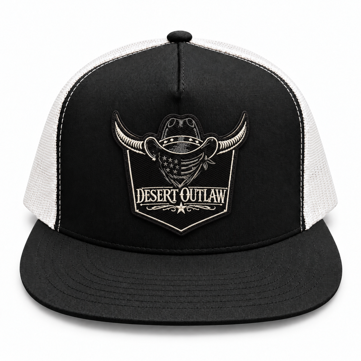 Desert Outlaw Blackout Hat – Black/White