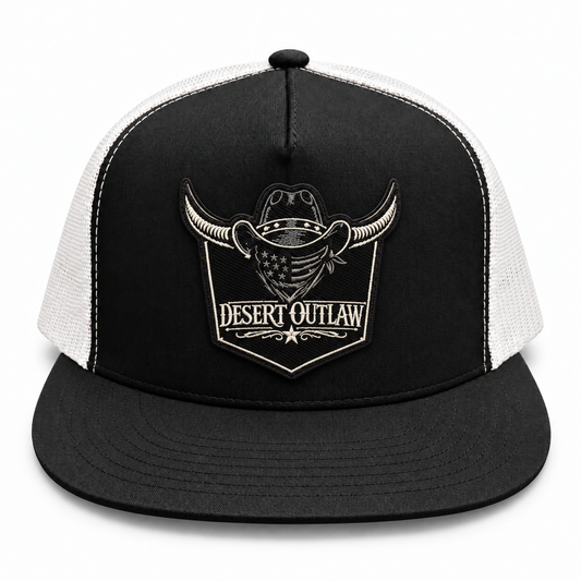 Desert Outlaw Blackout Hat – Black/White