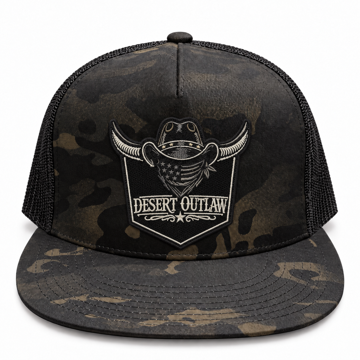 Desert Outlaw Blackout Hat – Camo/Black