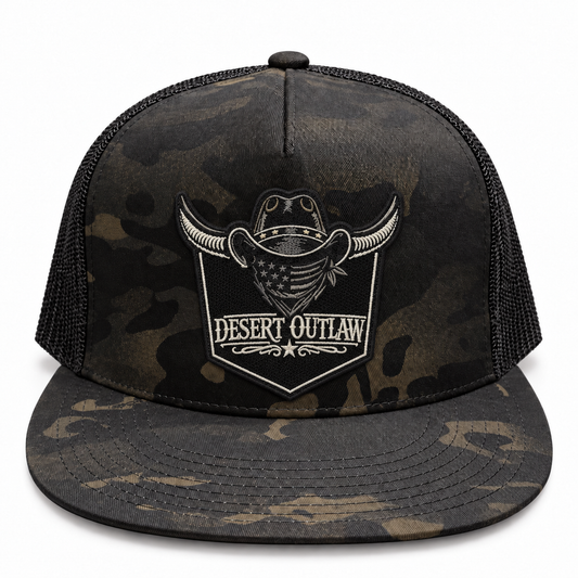 Desert Outlaw Blackout Hat – Camo/Black