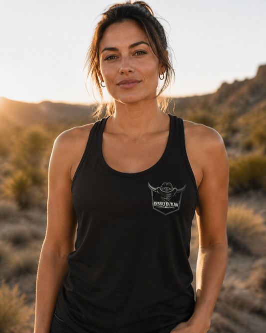 Blackout Women's Racerback front pocket logo model
