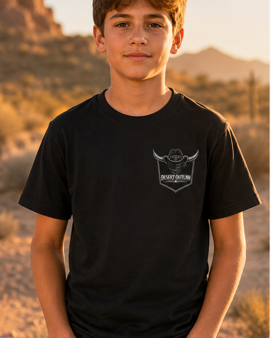 Blackout Youth Tee front pocket logo model