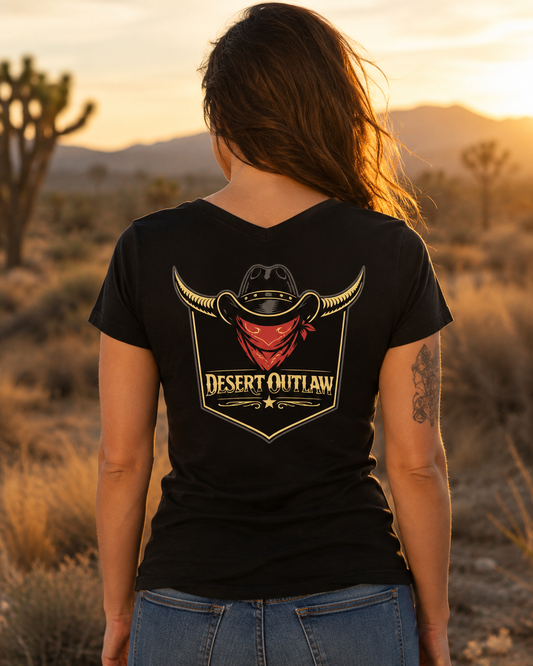 Signature Women's V-Neck back design model